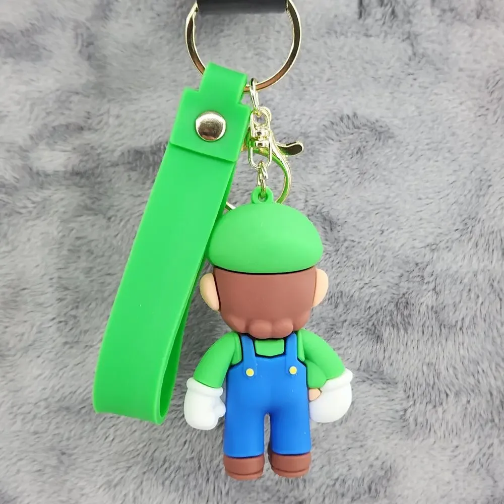 *NEW* Mario! Super Mario 3D Figure Keychain & Strap PVC/Silicone Green Mushroom